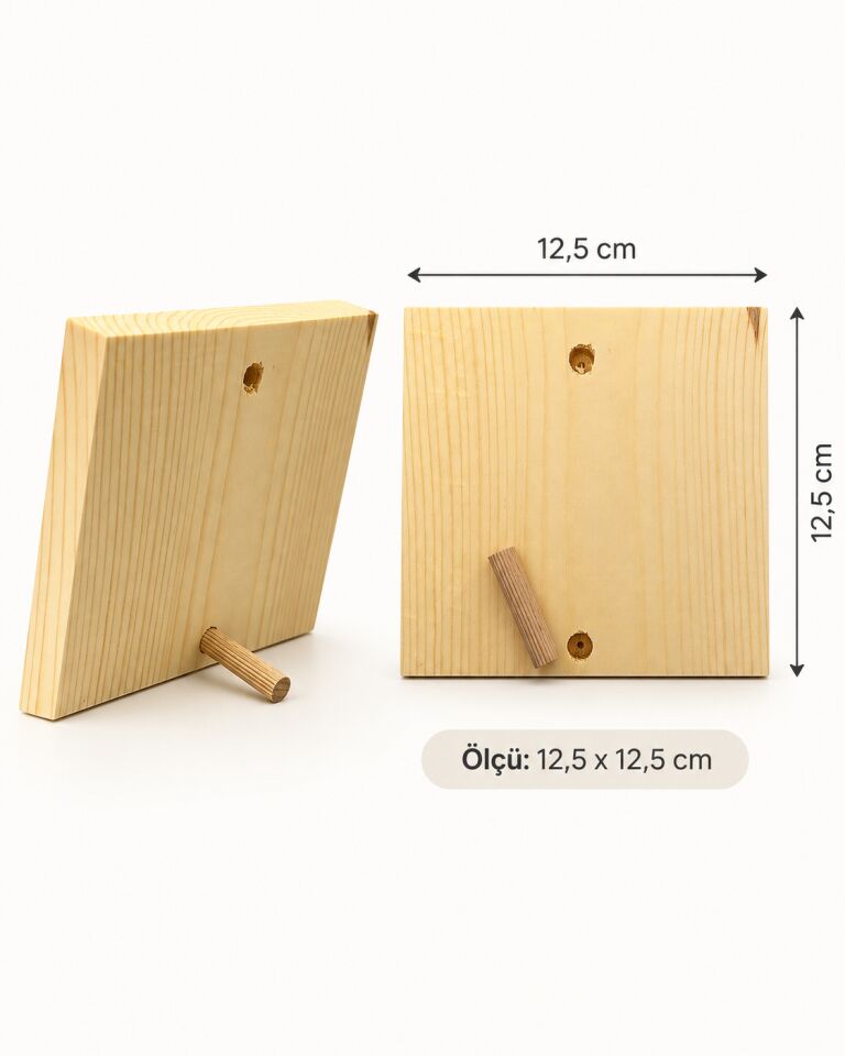 Atatürk Ahşap Tablo 12,5x12,5 cm – İmzalı Portre Masaüstü Duvar Dekoru Hediyelik